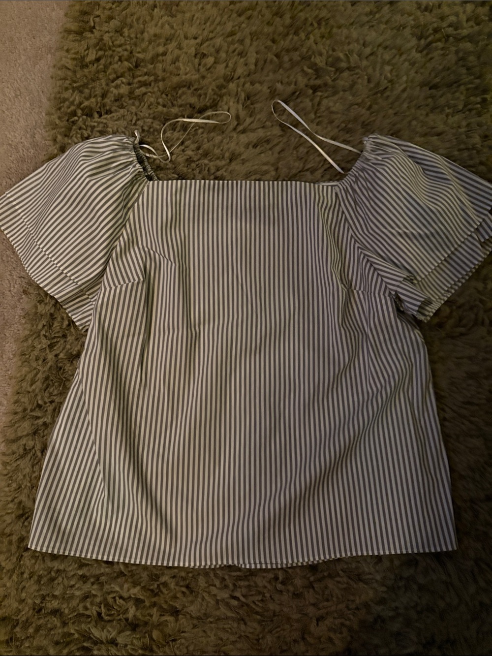 Apt. 9 White and Gray Striped Off-Shoulder Blouse